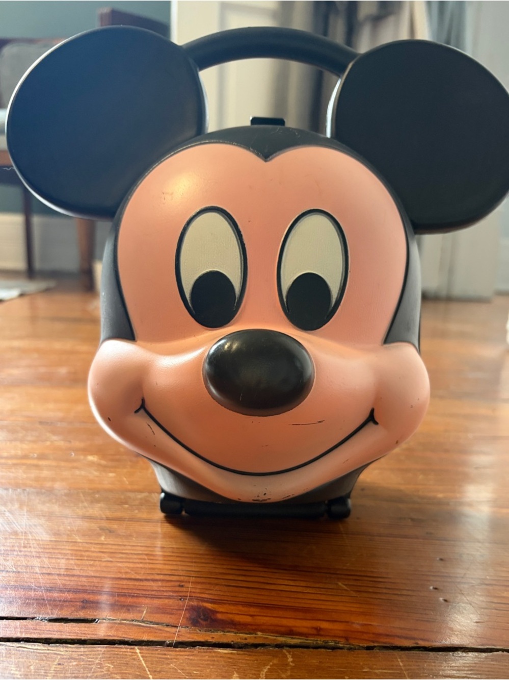 Vintage Mickey Mouse Face Carry Case - Black & Pink